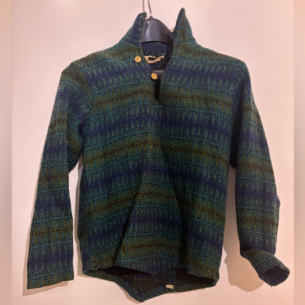 Vintage Fox Knapp Men's Wool Pullover Peak Collar Sweater